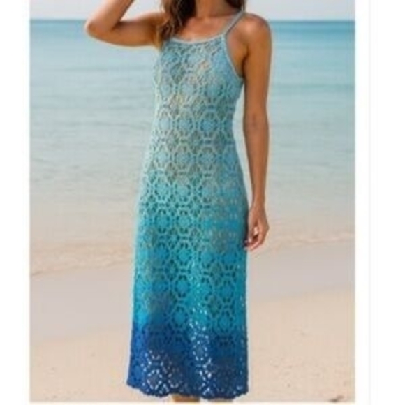 Altar'd State Dresses & Skirts - New! Altar'd State Blue Ombre Crochet Dress & Swim Cover Up S/M NWOT